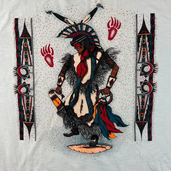 Vtg Screen Stars Native Tribal Aztec T-Shirt Multicolor L Single Stitch USA - Picture 2 of 11